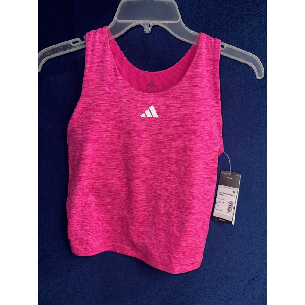 Adidas Girls XL Racerback Training Tank Top Shock Pink Melange NWT